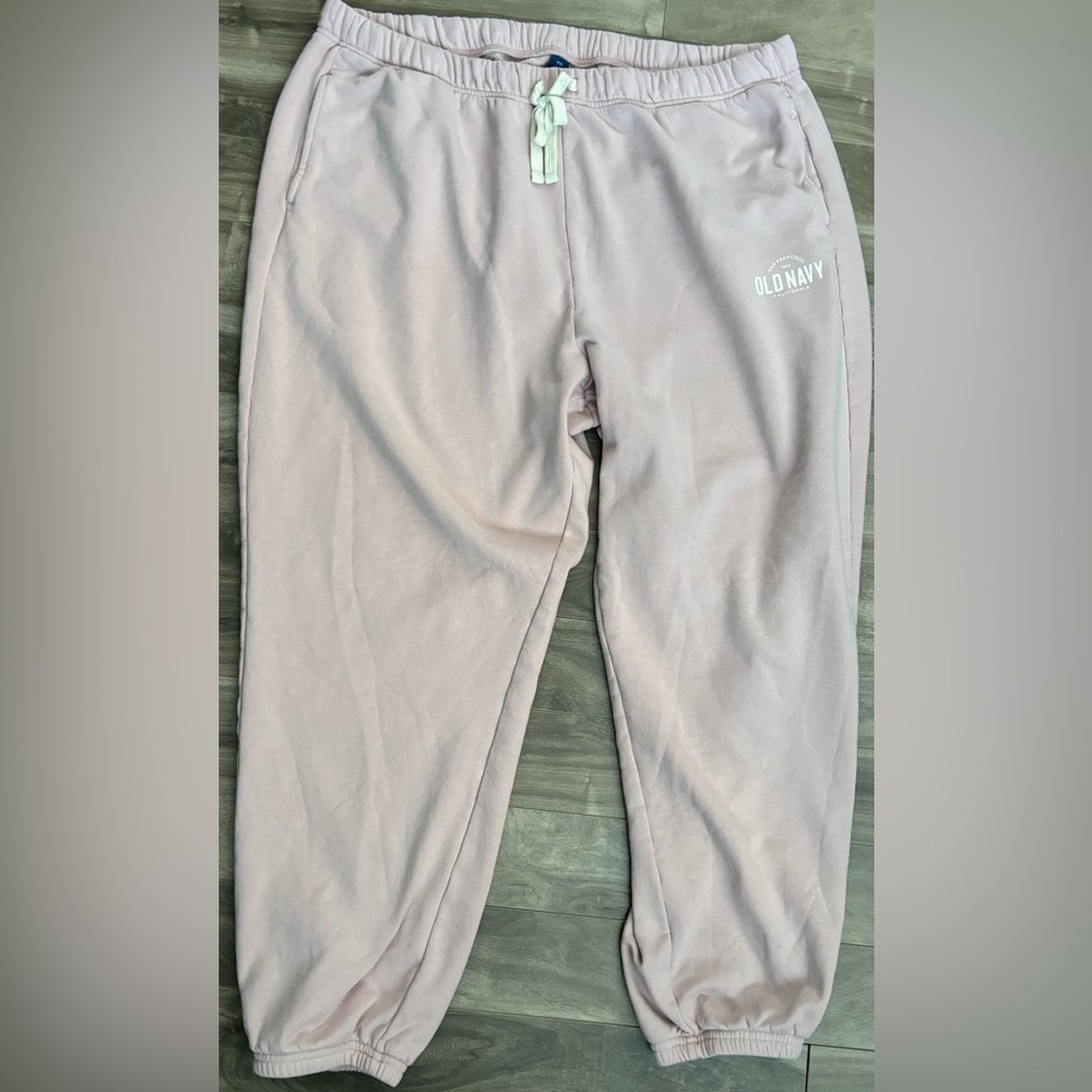 Old Navy Joggers Jogging Pants Pink Fleece Lined XXL Drawstring Elastic Cuff